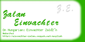 zalan einvachter business card